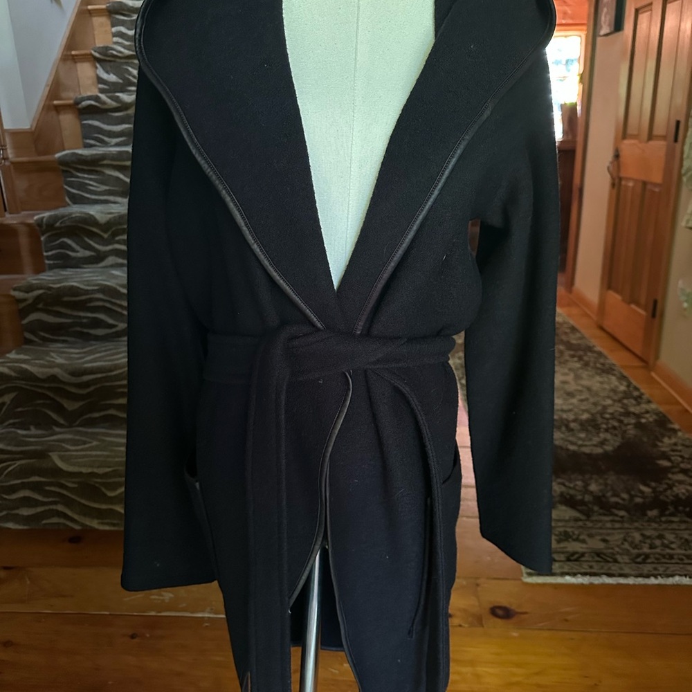 Chic Black Belted Wool Coat